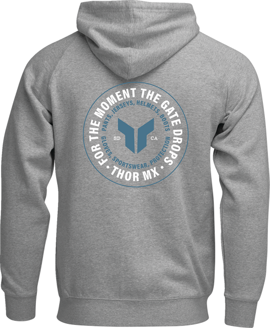 Heather gray THOR Badge Zip-Up Hoodie in XL, featuring a front zip and branded badge detail.