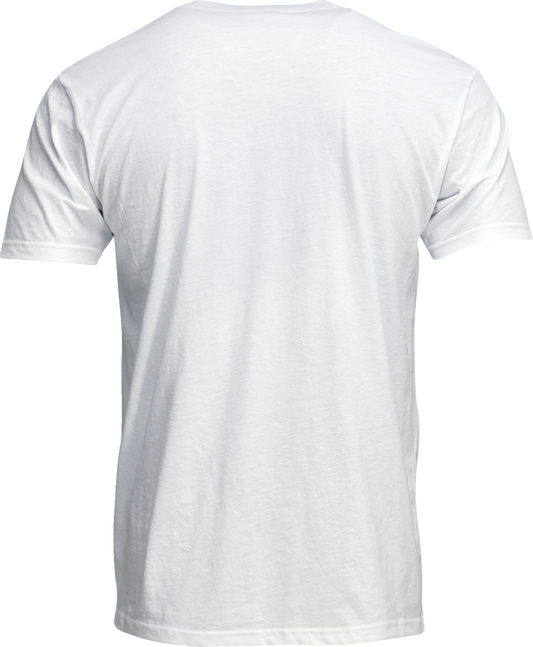 White THOR Stamped T-Shirt in Medium with bold Thor graphic print, casual crewneck design, front view.