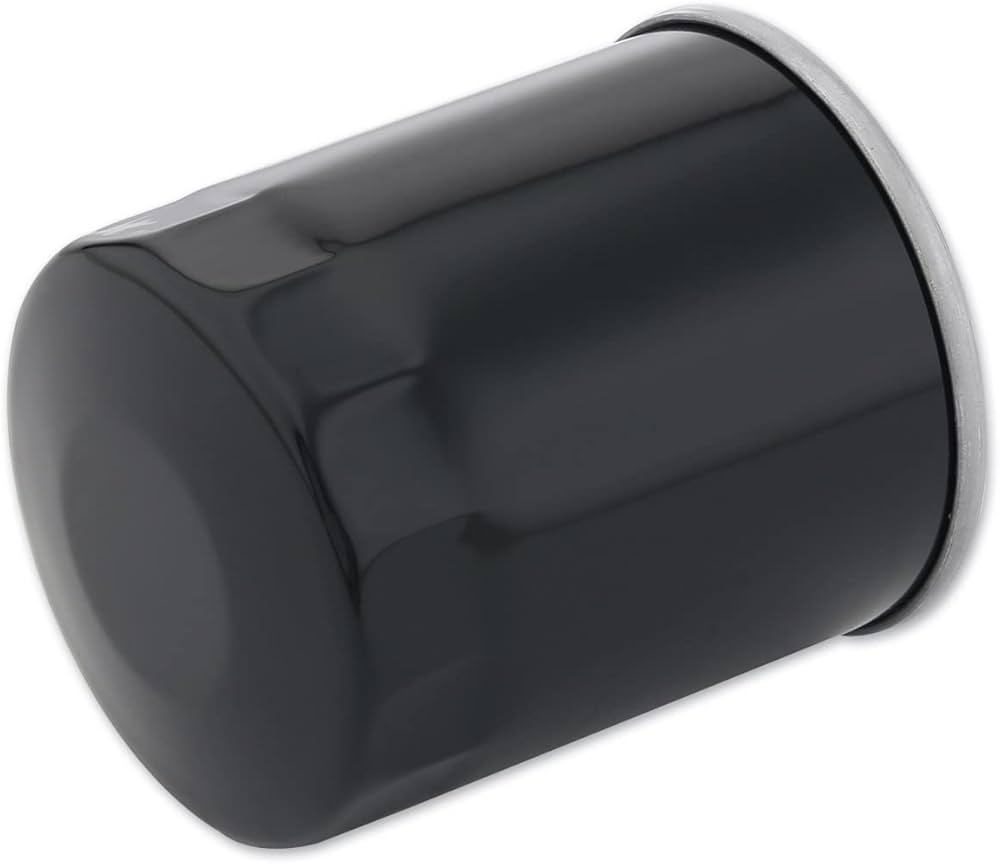 Harley-Davidson Super Premium5 black oil filter, OEM part 63731-99A, showing the cylindrical filter with branding details.