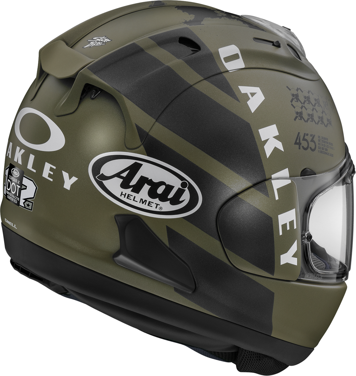 ARAÏ HELMETS Corsair-X MVK Oakley motorcycle helmet, XS size, featuring a sleek design and detailed graphics.