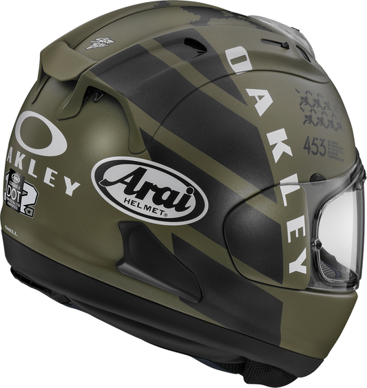 ARAI HELMETS Corsair-X MVK Oakley XL helmet with VAS shield mechanism and advanced ventilation system.