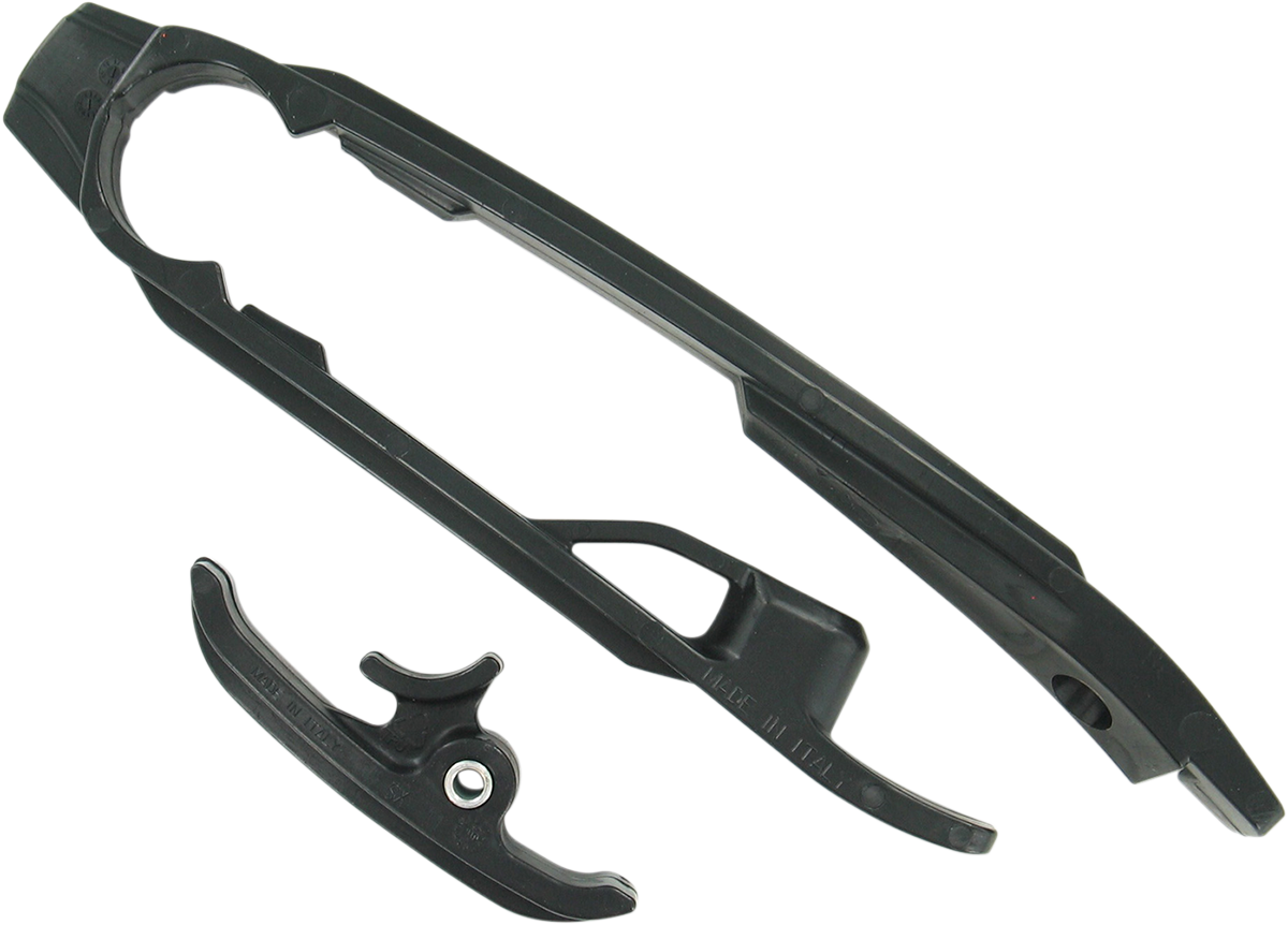 Black Acerbis chain slider for KTM motorcycles, designed to protect the chain and swingarm from wear and damage.