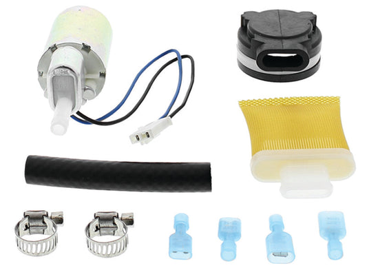 QuadBoss fuel pump rebuild kit for Kawasaki KFX700 and Suzuki LT-V700F 4x4 models, showing various rebuild components.