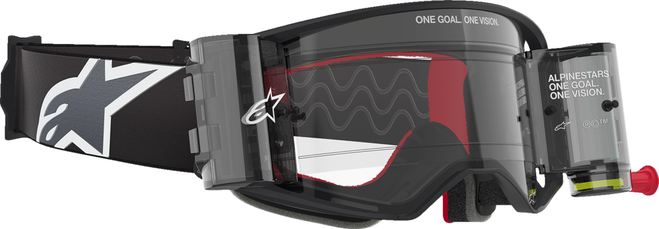 Alpinestars GOGGLES Supertech roll-off motocross goggles with black/gray frame and clear lens for off-road riding.