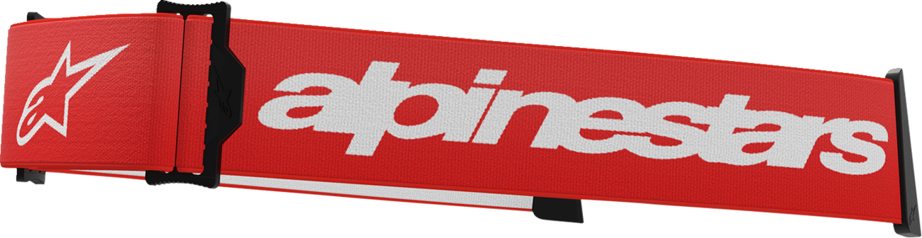 Alpinestars GOGGLES Supertech goggle strap in red and white with branding, designed for motorcycle or racing goggles.