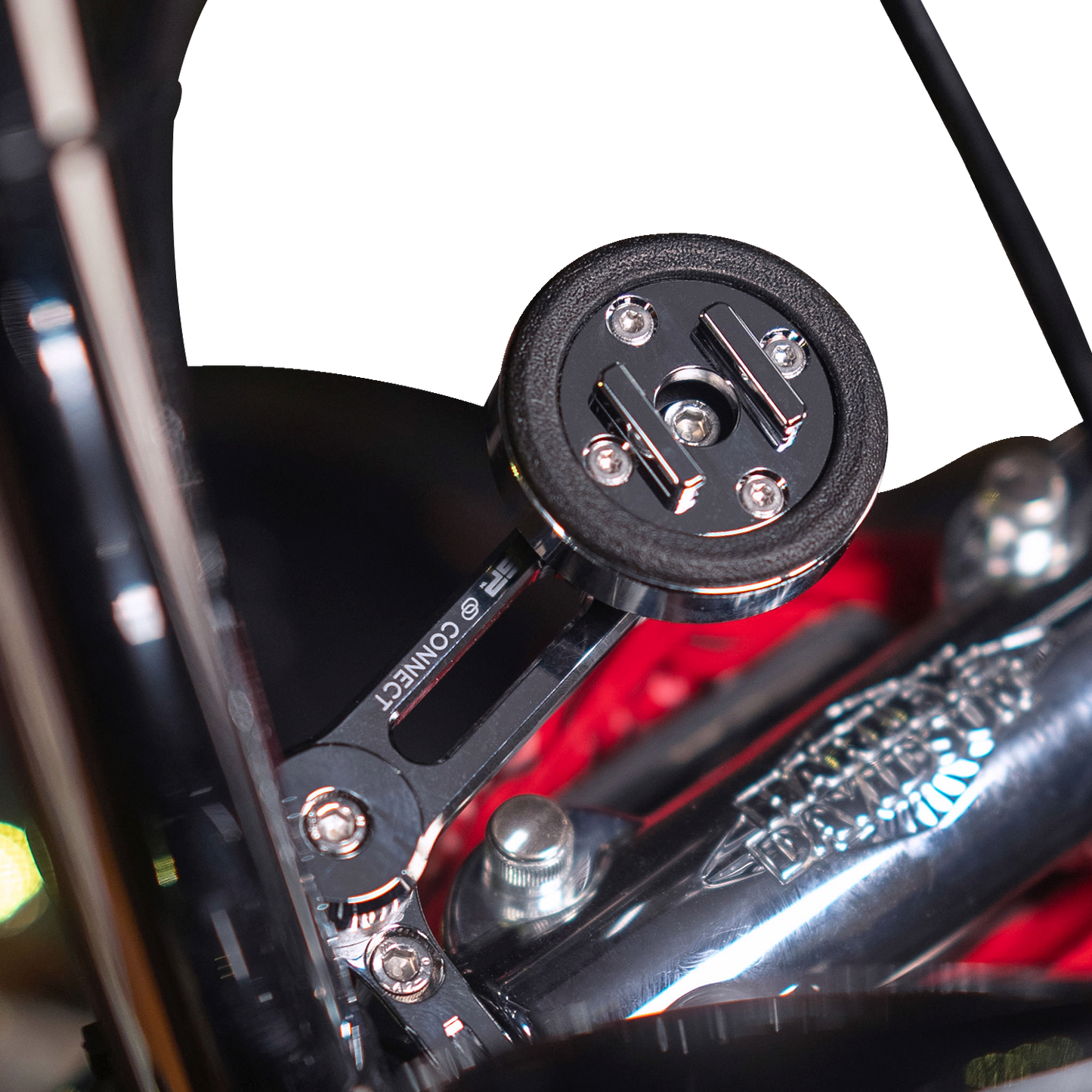Bill's Exhausts SP CONNECT Anti-Vibration Module for phones in chrome, designed to reduce vibrations and enhance stability.