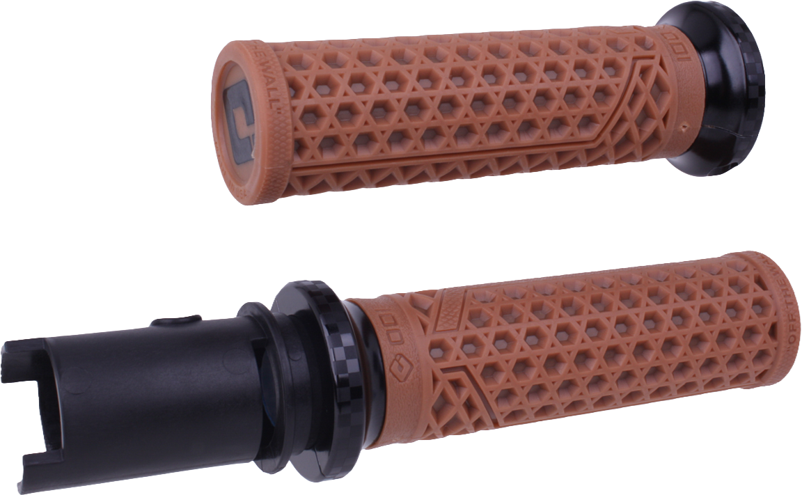 ODI Van's Lock On grips for '23-'24 CVO Harley-Davidson motorcycle with black and teal design, textured rubber surface