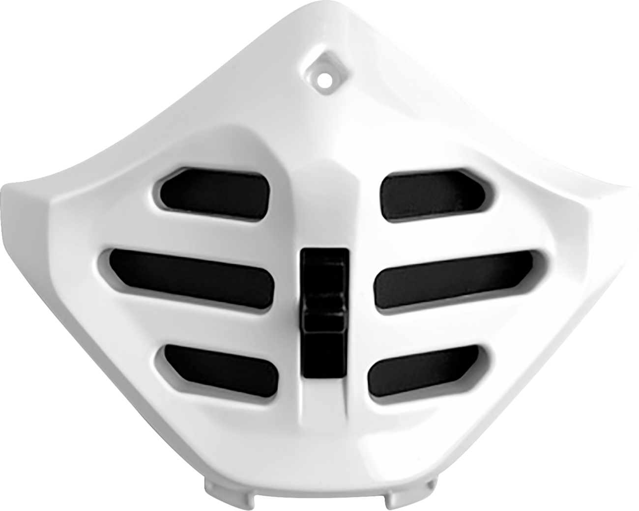 White Arai Helmets XD-5 chin vent showing close-up of vent opening with branding and ventilation details.