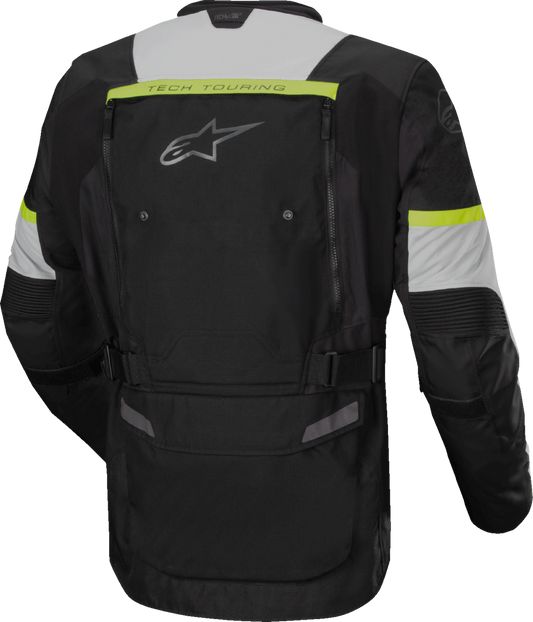 Alpinestars Bogota Pro Drystar motorcycle jacket in small, dark black, ice gray, and yellow fluo with protective features.
