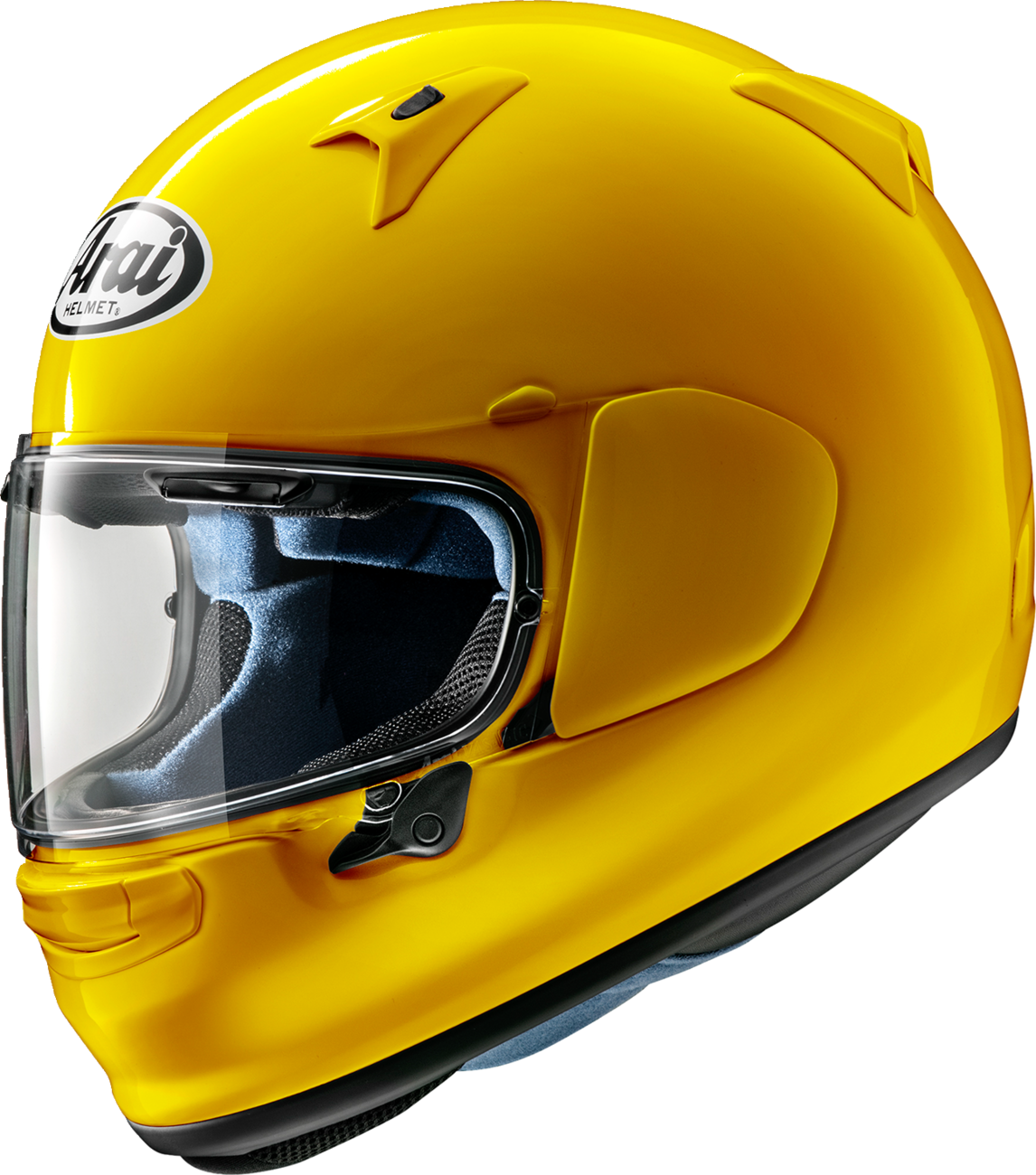 Arai Helmets Regent-X helmet in Code Yellow, XS size, featuring a sleek full-face design with venting and aerodynamic shape.