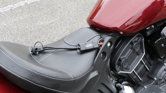 Battery Tender Ring Terminal Jump Pack Cable showing red and black connectors with ring terminals for battery charging and jump-starting.