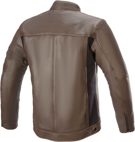Alpinestars Topanga brown jacket in 2XL with front zipper, collar, and multiple pockets, designed for outdoor or casual wear.
