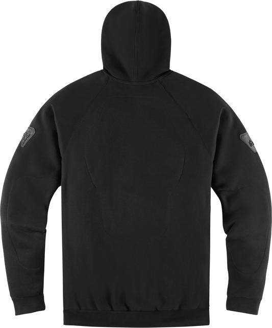 Bill's Exhausts ICON Uparmorâ„¢ Black Hoodie in XL, front view showcasing the hoodie with logo and drawstrings.