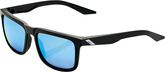 100% Blake Sunglasses - Matte Black - HiPER Blue Mirror 60028-00001 - Howling Moto