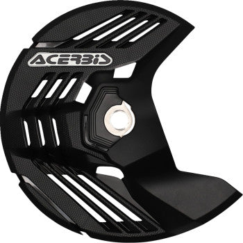 Black Acerbis Disc Cover Linear for Beta RR/RX motorcycles, shown on a bike with detailed view of the disc cover.