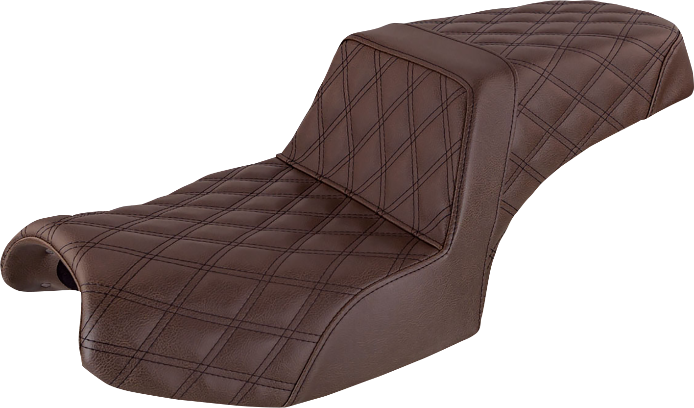 SADDLEMEN Step Up Seat - Full Lattice - Brown - Challenger I20-06-175BR - Howling Moto