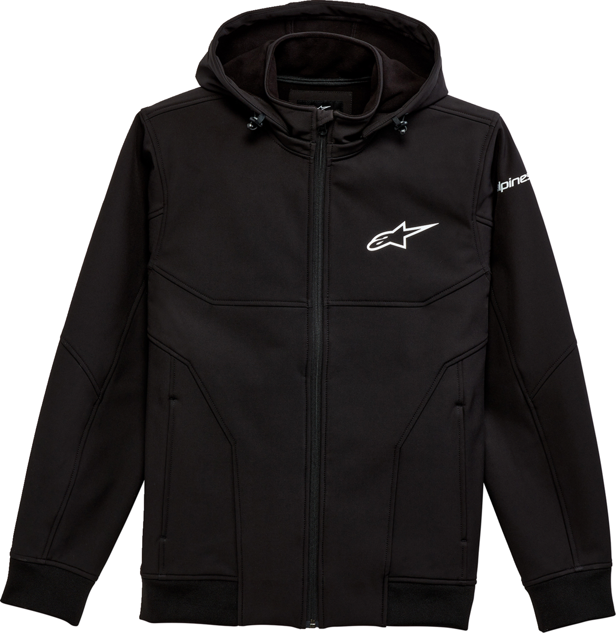 Alpinestars black primary motorcycle jacket in medium size, featuring protective design and durable fabric.