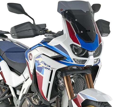 GIVI D1178B Sports Low Smoke Motorcycle Windshield showing sleek, tinted design on a motorcycle for enhanced aerodynamics.