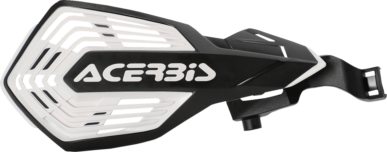 Acerbis K-Future black and white motorcycle handguards mounted on handlebars, providing protection for rider's hands.