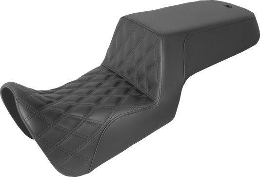 SADDLEMEN Step Up Seat - Front Lattice Stitch/Rear Smooth - Black 821-34-172 - Howling Moto