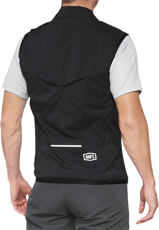 Black 100% Corridor vest in medium size by Bill's Exhausts, showing the vest's front with smooth fabric and subtle branding details.
