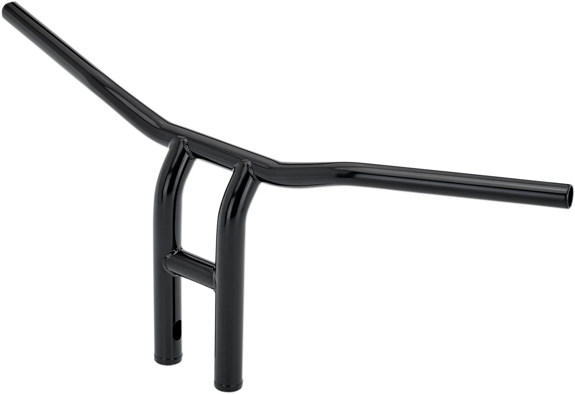 Black BILTWELL Tyson XL pullback handlebar for motorcycles, 12-inch width, designed for cruiser and custom bikes.