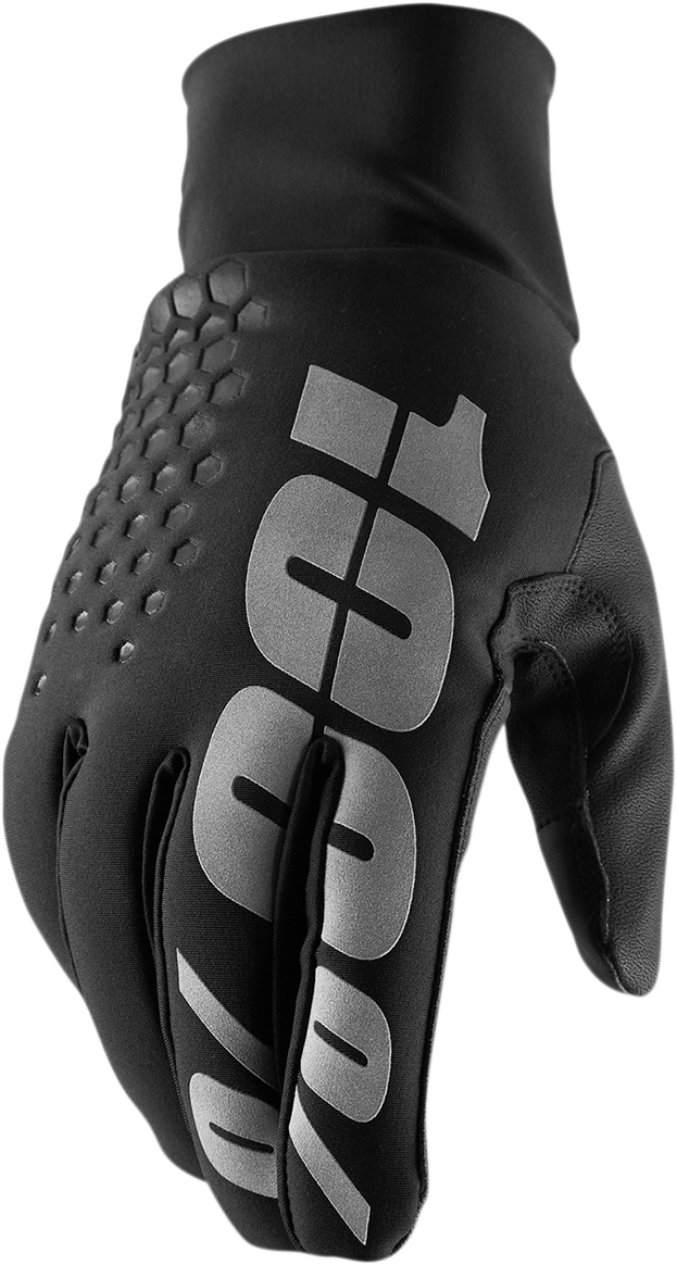Black Hydromatic Brisker gloves by Bill's Exhausts in 2XL size, shown with textured fabric and reinforced palm for durability.