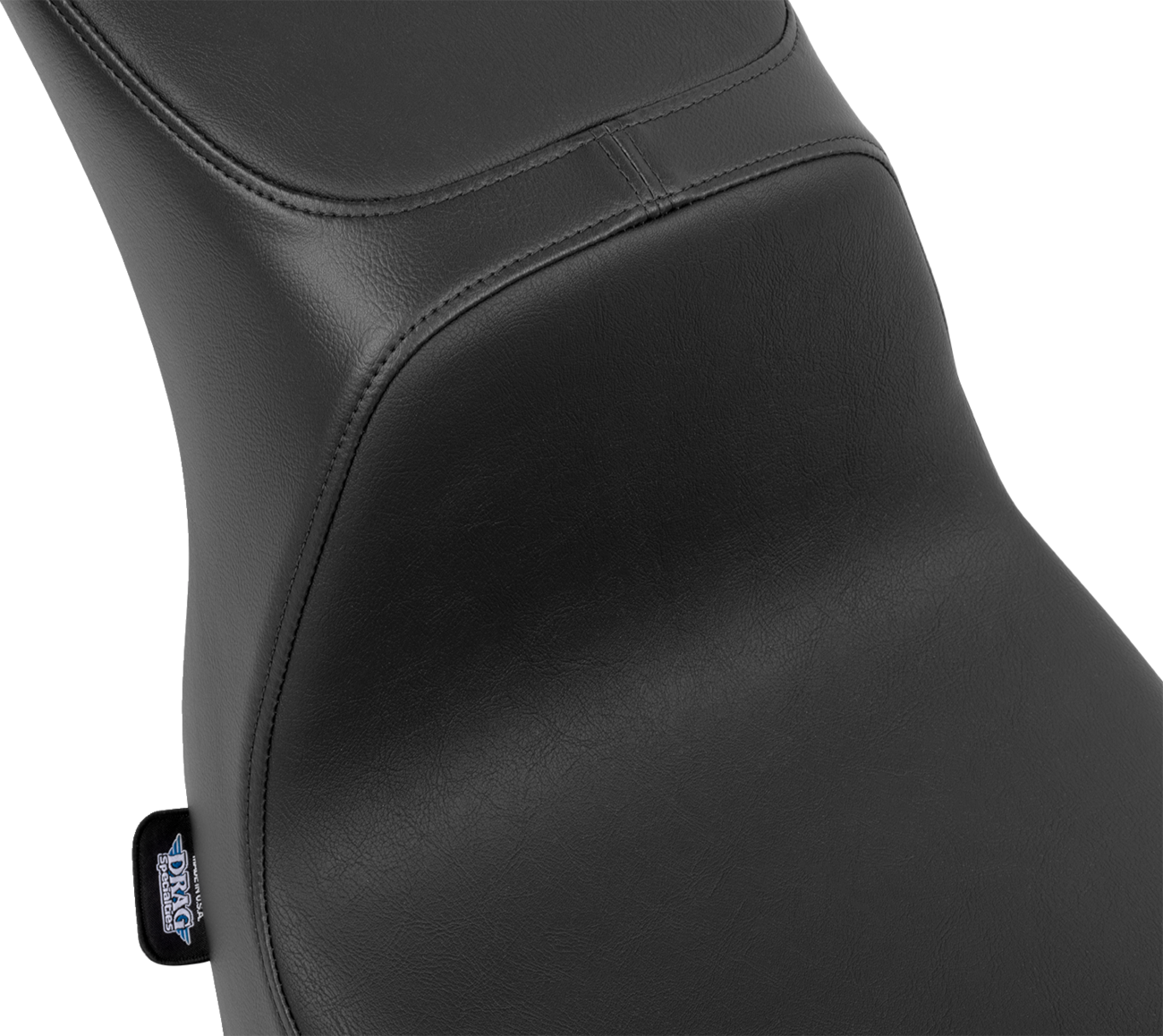 DRAG SPECIALTIES SEATS Predator 2-Up motorcycle seat with vinyl cover for FLSB/FXLRS models 2018-2024, shown on bike.