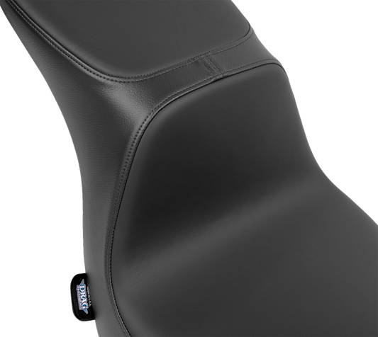 DRAG SPECIALTIES SEATS Predator 2-Up seat with solar leather for FLSB/FXLRS 2018-2024 motorcycle, showcasing the sleek design and material.
