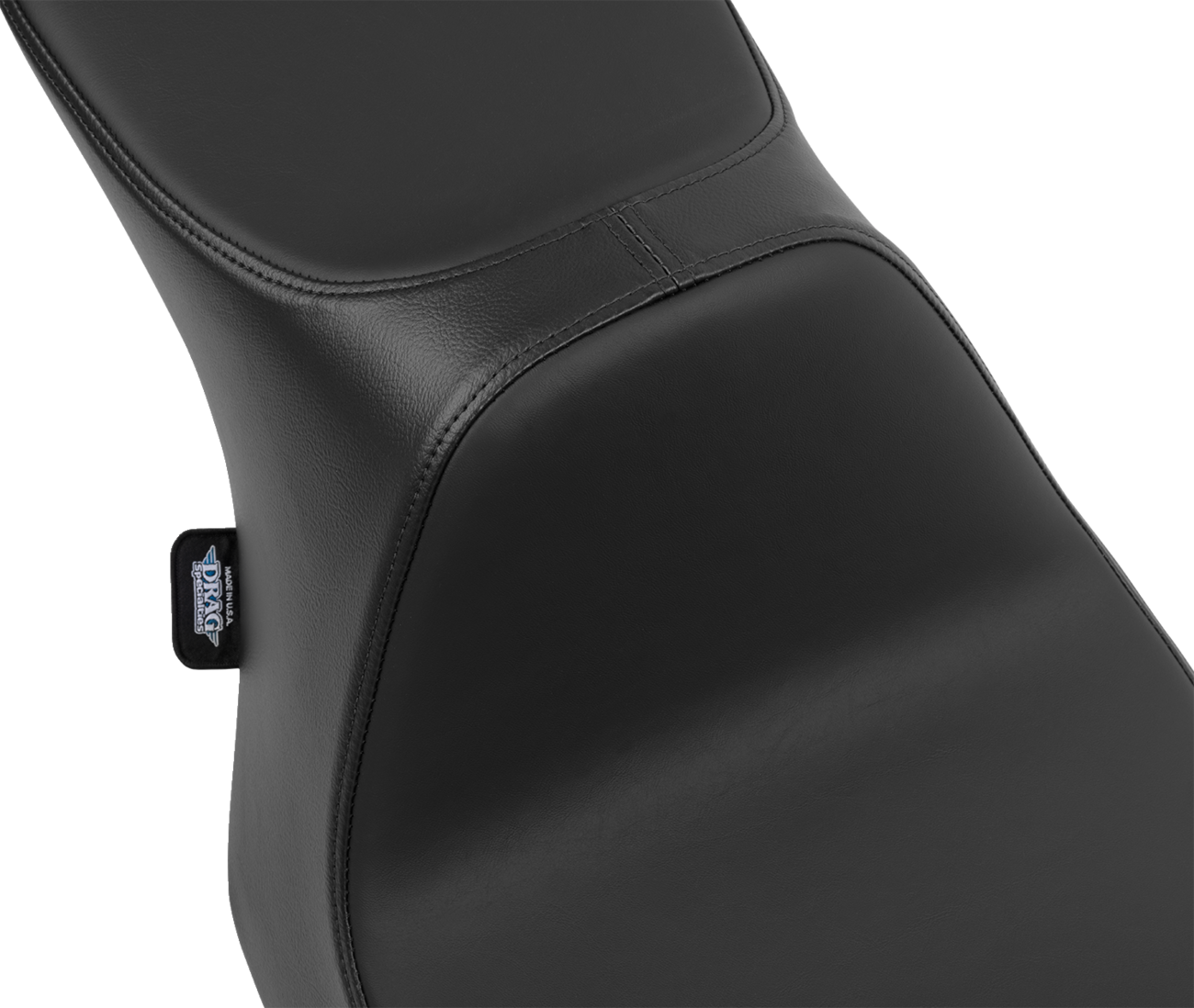 Drag Specialties Predator III 2-up seat with vinyl and solar leather for Harley FLT/FLH 2023-2024 bike, shown from side angle.
