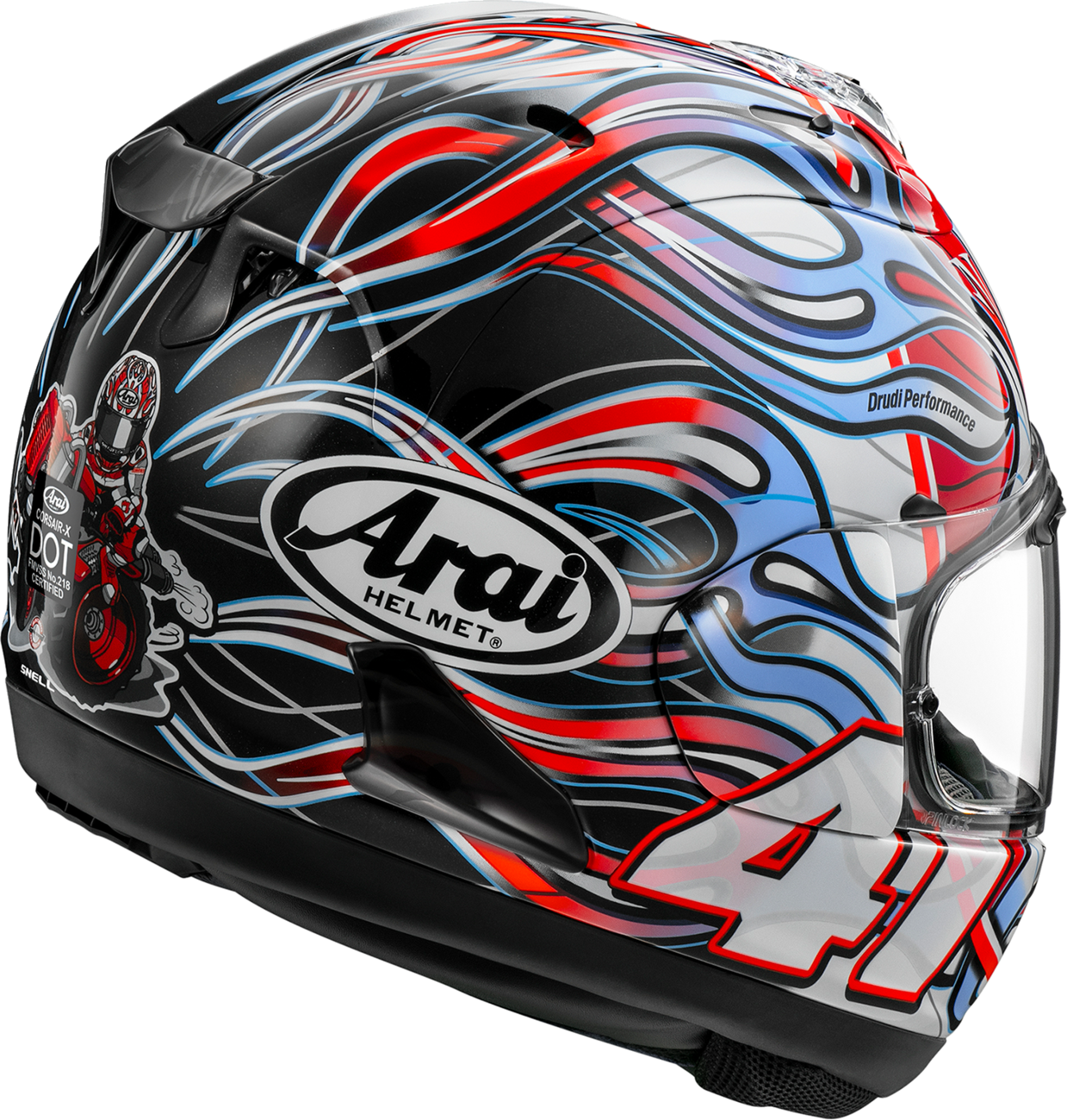 Arai Helmets Corsair-X Haga 2XL motorcycle helmet with VAS shield mechanism and advanced ventilation system.