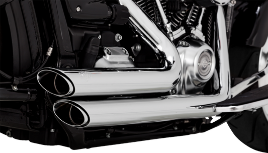 Chrome Vance & Hines Shortshots Staggered Exhaust System with PCX™ Technology for motorcycles, showing the polished finish and design