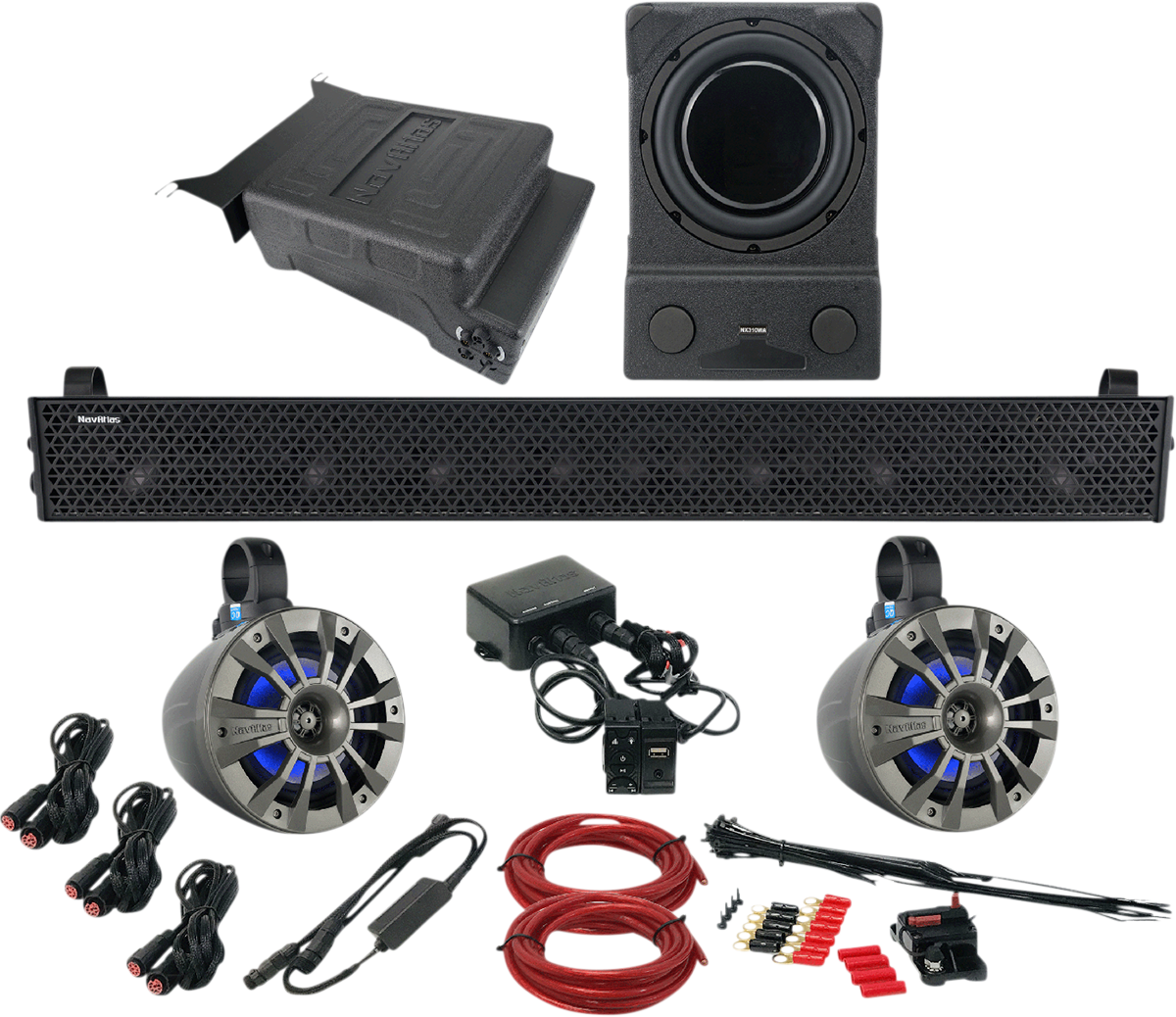 Bill's Exhausts NAVATLAS Audio Kit Zone 5 X3 X32ZONE5 engine component, with detailed wiring and control interface.