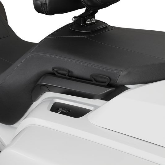 Bill's Exhausts Show Chrome tie-down brackets for GL1800 engine, featuring polished chrome finish and mounting hardware.