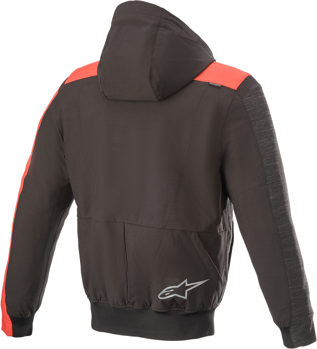 Alpinestars Rhod Windstopper Hoodie in black, gray, and red, large size, featuring a sporty design and wind-resistant fabric.