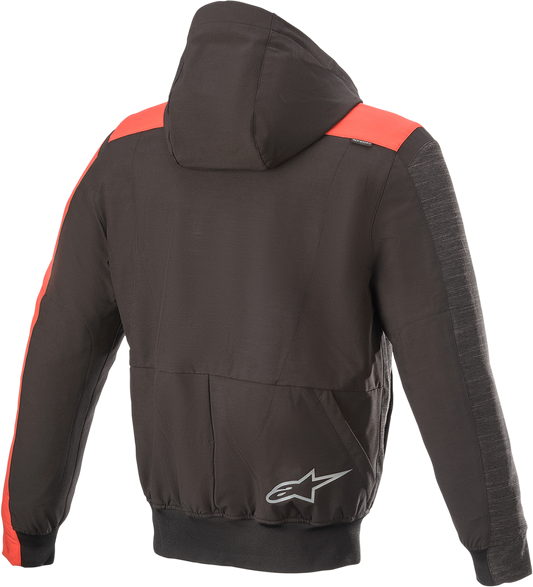 Alpinestars Rhod Windstopper Hoodie in black, gray, and red, large size, featuring a sporty design and wind-resistant fabric.