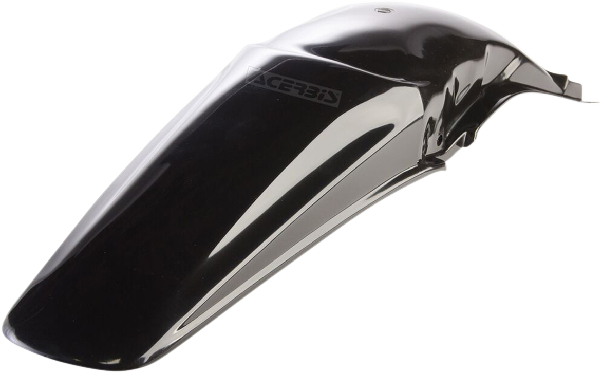 A black ACERBIS rear fender for motorcycles, designed as a durable body part with a sleek finish.