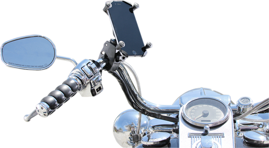 Bill's Exhausts RAM MOUNTS X-Grip device mount with Tough-Claw for engine applications, shown with secure clamp and rugged design.
