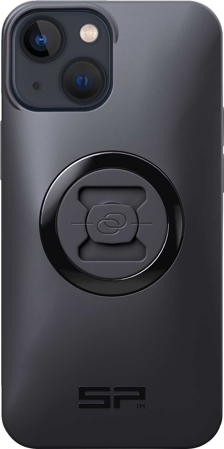 Bill's Exhausts SP CONNECT iPhone 13 Mini phone case, protective black cover with textured surface and precise cutouts.