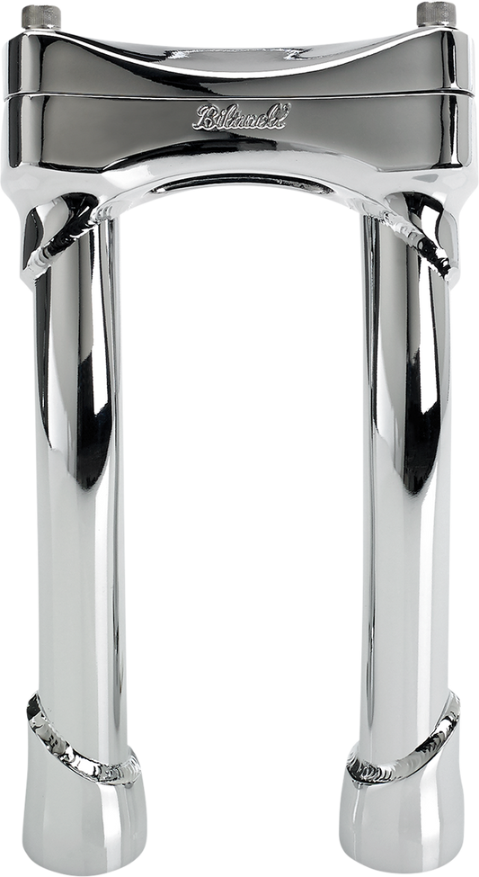 Chrome BILTWELL Murdock oversized handlebar risers with pullback design, 8-inch height for motorcycle handlebars.