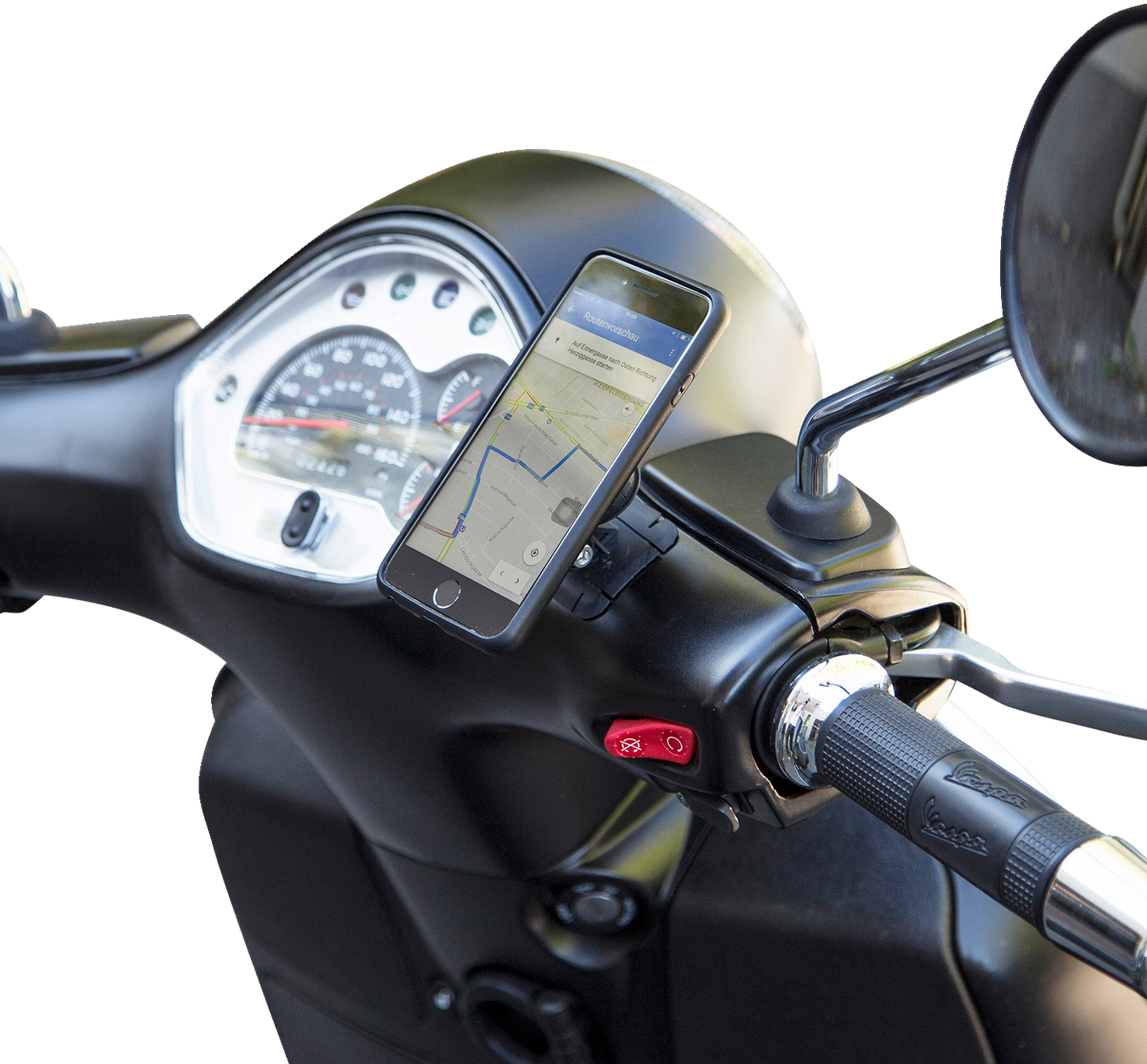 Bill's Exhausts SP CONNECT Pro Phone Mount with adhesive for secure smartphone attachment on vehicles or bikes.