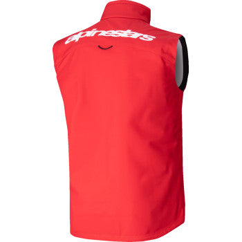 Alpinestars Techstar softshell vest in red, large size, featuring a sleek design and lightweight, weather-resistant material.
