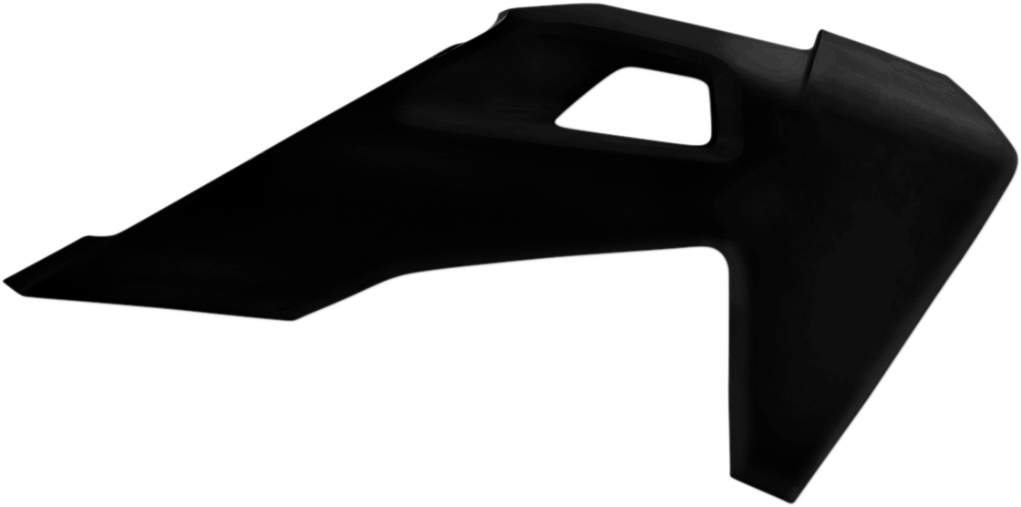 Acerbis radiator shrouds in black for motorcycle, featuring sleek body design, branded by Bill's Exhausts.