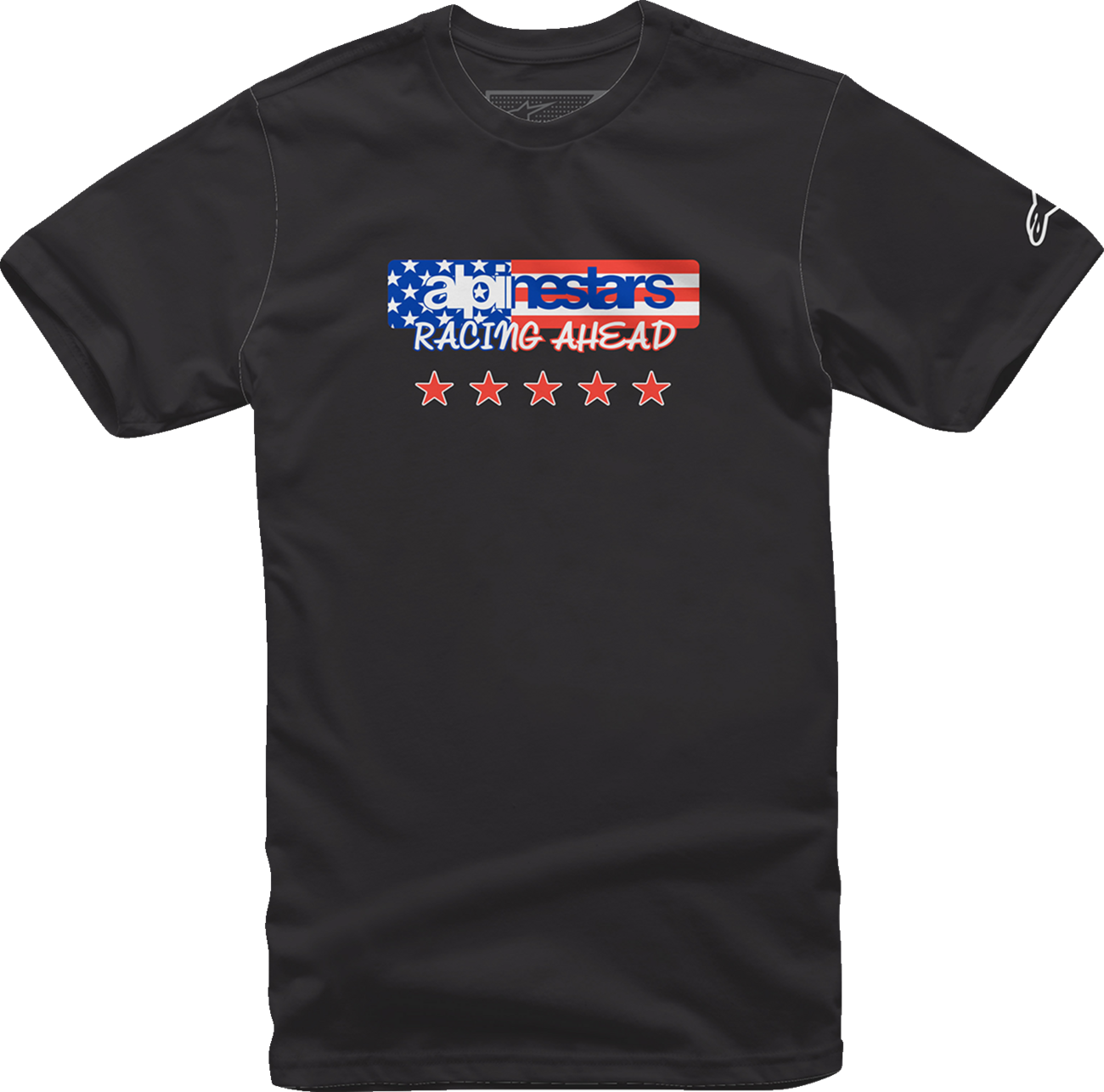 Black ALPINESTARS USA Again T-Shirt in XL, featuring a casual fit and graphic design, made by Bill's Exhausts.