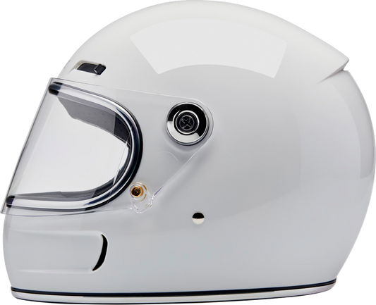 BILTWELL Gringo SV helmet in gloss white, XL size, with smooth aerodynamic design and clear visor for motorcycle riding.