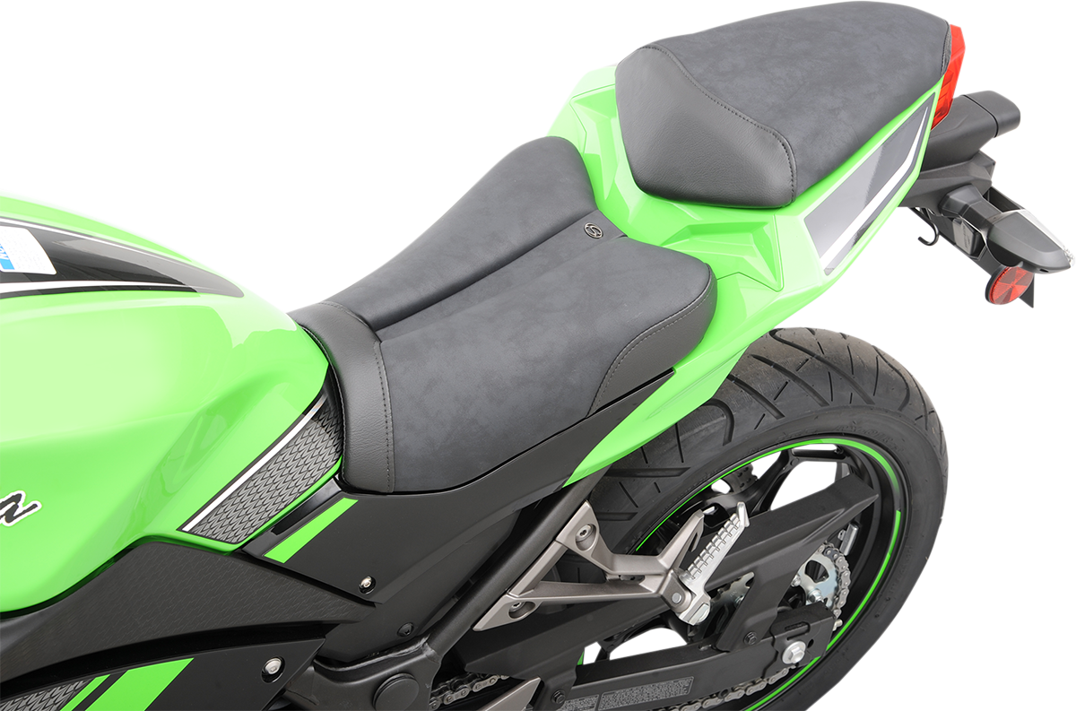 Black SADDLEMEN Gel Channel Sport Seat for motorcycles, designed for comfort and support, with a sleek, sporty appearance.