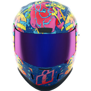 Bill's Exhausts ICON Airform™ Helmet Scatterbrain MIPS purple medium helmet with sleek design and ventilation vents.