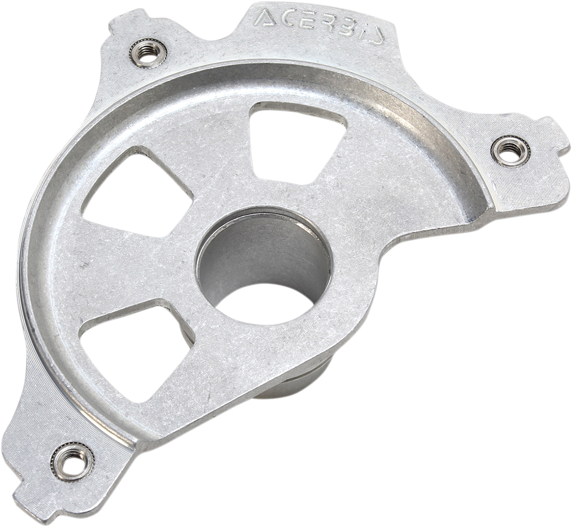 Acerbis disc cover mount kit in unfinished metal for Beta motorcycles, suitable for body protection and mounting purposes.