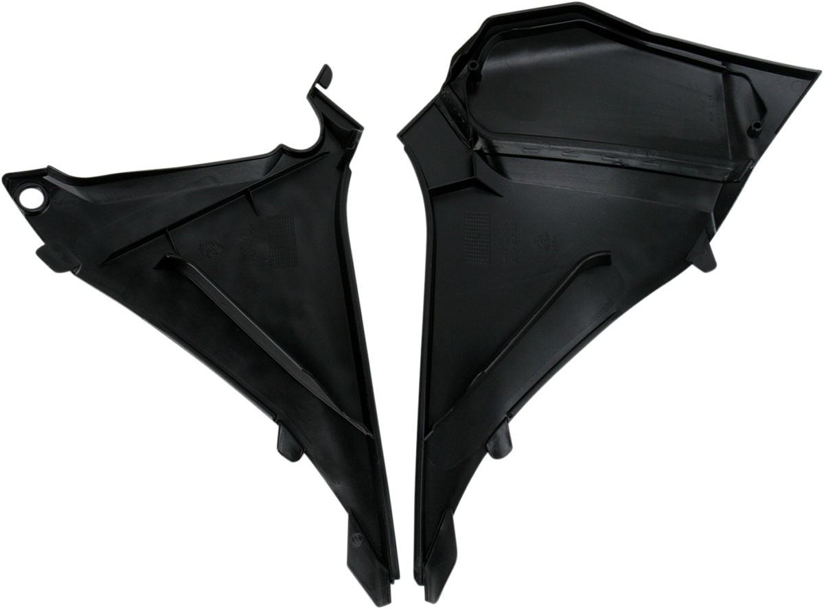 Black Acerbis Airbox Cover for motorcycle body, designed to fit and protect the air intake system.