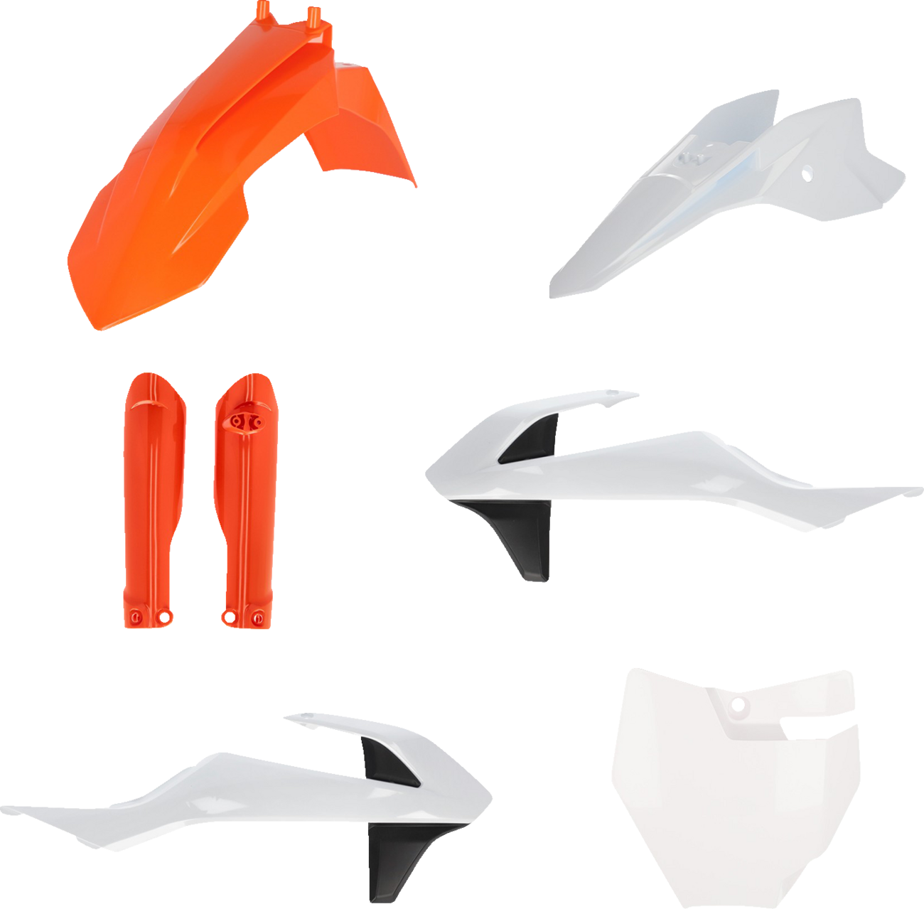 Acerbis full replacement body kit for OEM '17 motorcycle, including front and rear body panels, in black with detailed design features.